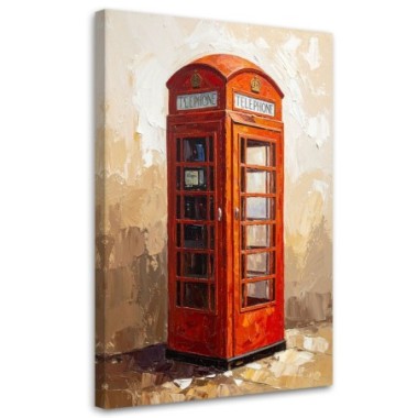 Quadro su tela, Londra Cabina telefonica beige - 40x60