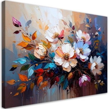 Quadro su tela, Mazzo di fiori Astratto colorato -...