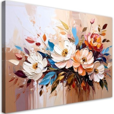 Quadro su tela, Mazzo di fiori Astratto colorato -...