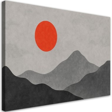 Quadro su tela, Montagne Paesaggio Minimalismo - 100x70