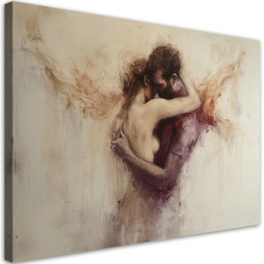 Quadro su tela, Nudo Amore Donna Uomo Beige - 120x80