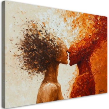Quadro su tela, Nudo Coppia Bacio Astratto - 100x70