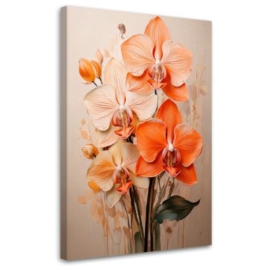 Quadro su tela, Orchidea Acquerello Beige Neutro -...