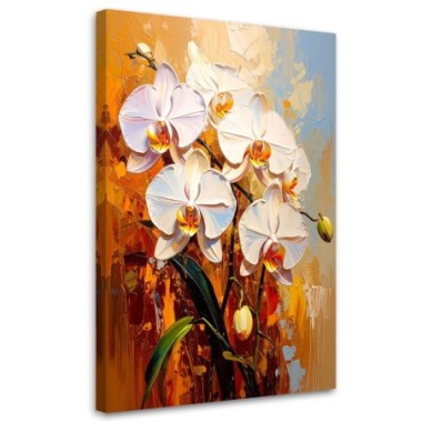 Quadro su tela, Orchidee bianche Fiori Natura - 70x100