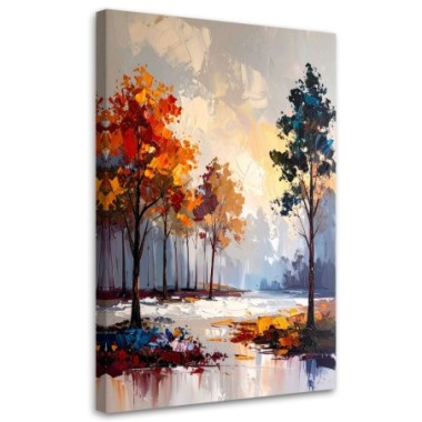 Quadro su tela, Paesaggio Bosco Alberi Natura - 80x120