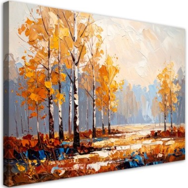 Quadro su tela, Paesaggio di betulle - 100x70