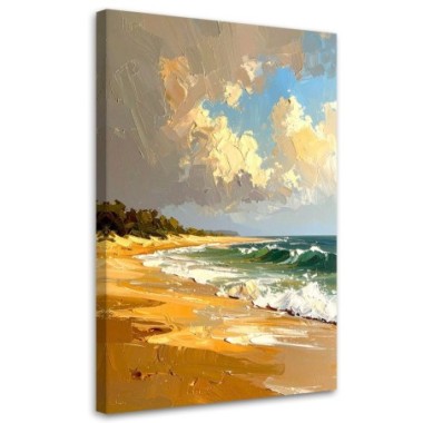 Quadro su tela, Paesaggio Mare Spiaggia effetto...
