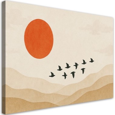 Quadro su tela, Paesaggio Uccelli Astrattismo - 90x60