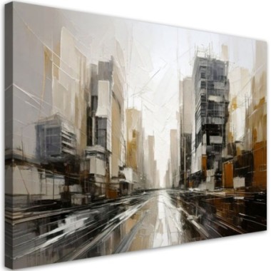 Quadro su tela, Paesaggio urbano astratto nei toni...