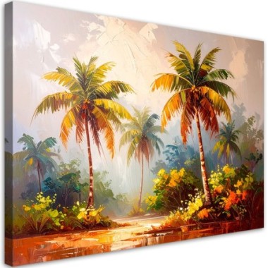 Quadro su tela, Palme giungla imitazione di vernice...