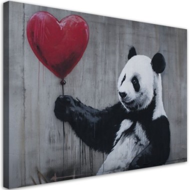 Quadro su tela, Panda con palloncino Banksy Street...