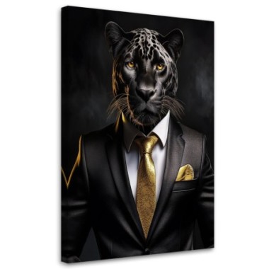 Quadro su tela, Pantera nera Animali in abiti - 60x90