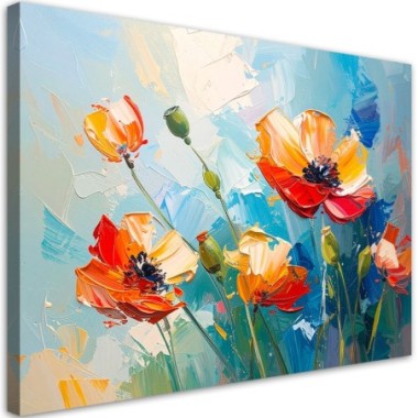 Quadro su tela, Papaveri rossi Fiori imitazione...