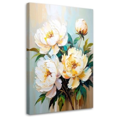 Quadro su tela, Peonie bianche Bouquet - 80x120