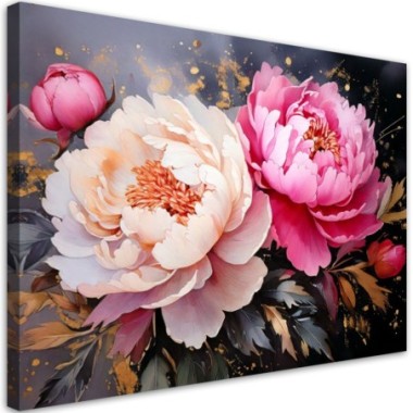 Quadro su tela, Peonie Fiori rosa - 120x80