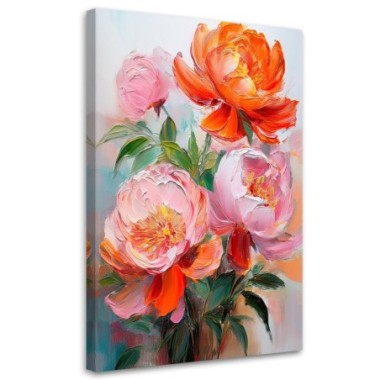 Quadro su tela, Peonie Fiori rosa Natura - 60x90