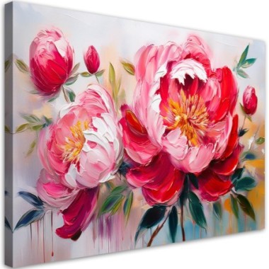 Quadro su tela, Peonie rosa in fiore Fiori - 90x60