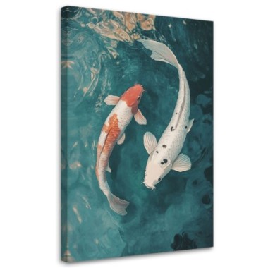 Quadro su tela, Pesci koi giapponesi - 60x90