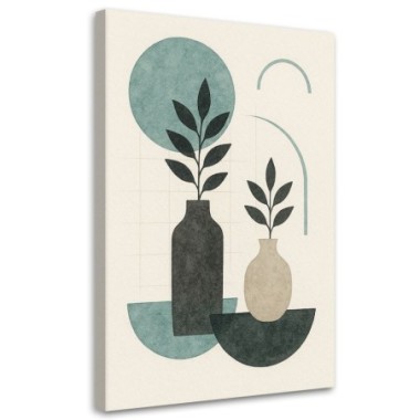 Quadro su tela, Piante Vasi Geometrico Verde...