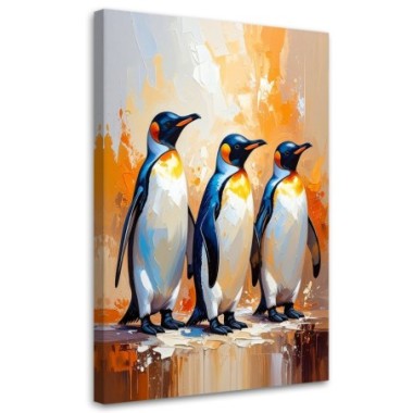 Quadro su tela, Pinguini colorati Uccelli - 60x90