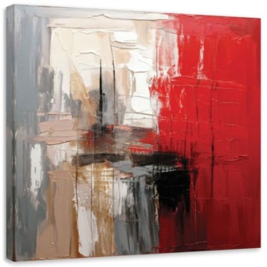 Quadro su tela, Pittura astratta texture rosso - 30x30