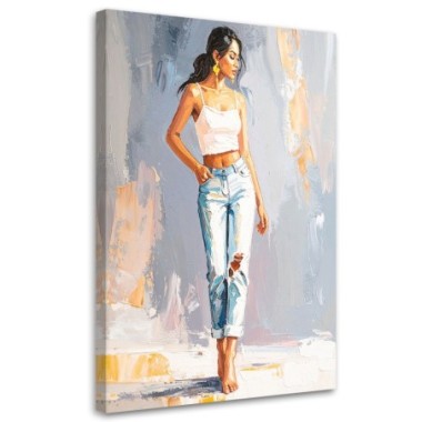 Quadro su tela, Ragazza in jeans - 70x100