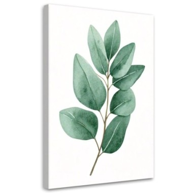 Quadro su tela, Ramo Foglie Acquerello Verde...
