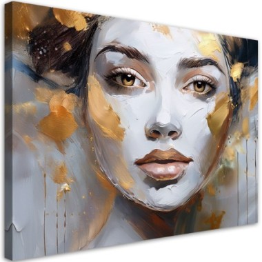 Quadro su tela, Ritratto di donna in oro - 120x80