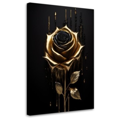 Quadro su tela, Rosa dorata stile loft - 40x60
