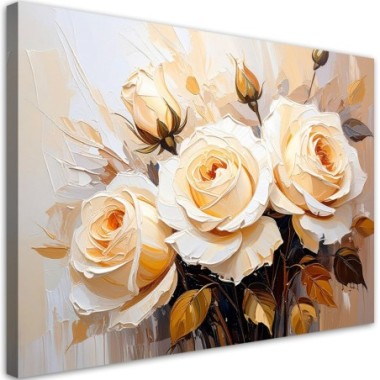 Quadro su tela, Rose color crema Fiori - 90x60