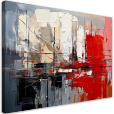 Quadro su tela, Rosso beige grigio - 120x80