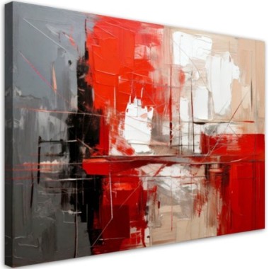 Quadro su tela, Rosso e grigio - 100x70