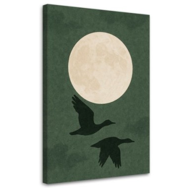 Quadro su tela, Sagome di anatre Minimalismo Color...