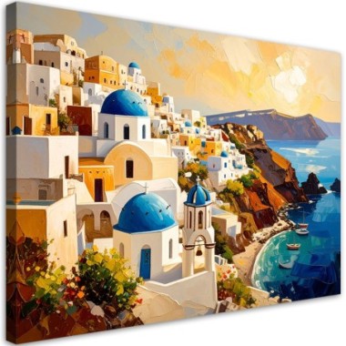 Quadro su tela, Santorini Grecia Paesaggio dipinto -...