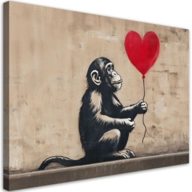 Quadro su tela, Scimmia con palloncino Banksy Street...