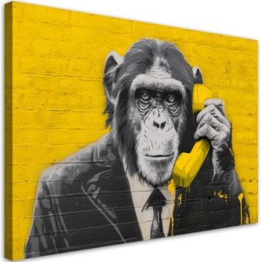 Quadro su tela, Scimmia Pop Art Giallo - 60x40