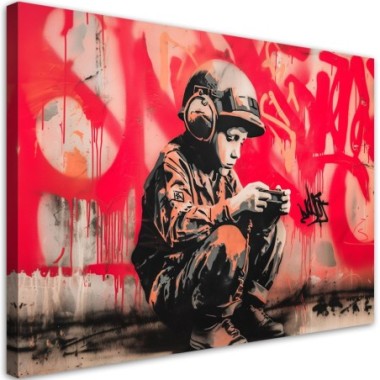 Quadro su tela, Soldato Ragazzo Street Art - 60x40