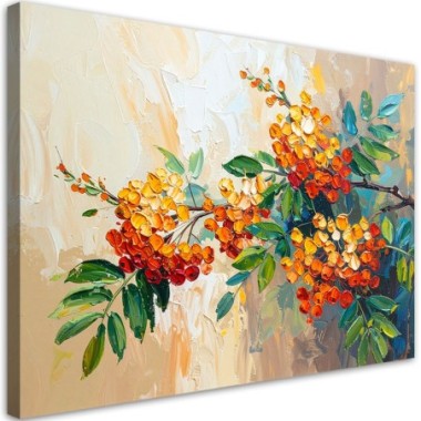 Quadro su tela, Sorbo Piante su sfondo beige - 90x60