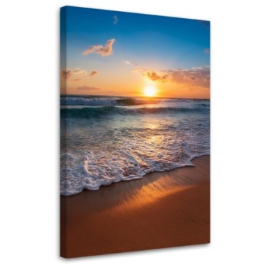 Quadro su tela, Spiaggia Mare Tramonto Paesaggio -...