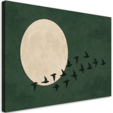 Quadro su tela, Stormo di uccelli Minimalismo Beige...