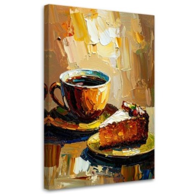 Quadro su tela, Tazza di caffà¨ Biscotto beige - 80x120