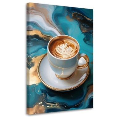 Quadro su tela, Tazza di caffà¨ Marmo turchese - 60x90