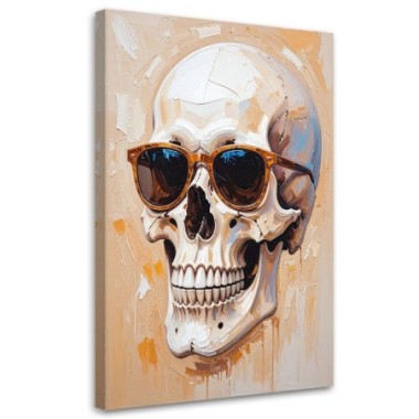 Quadro su tela, Teschio con occhiali effetto vernice...