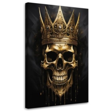 Quadro su tela, Teschio coronato d'oro Glamour - 80x120