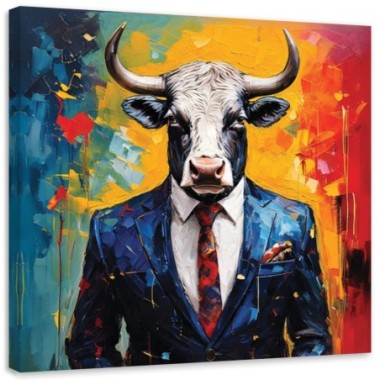 Quadro su tela, Toro CEO Animale Astratto - 60x60