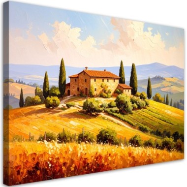 Quadro su tela, Toscana Paesaggio Vista - 120x80
