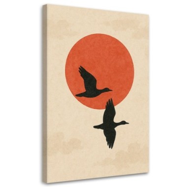 Quadro su tela, Uccelli Forma Minimalismo Sfondo...