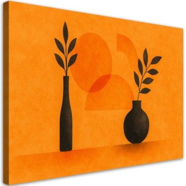 Quadro su tela, Vasi Foglie Minimalismo - 100x70