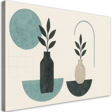 Quadro su tela, Vasi Minimalismo Astratto Turchese -...