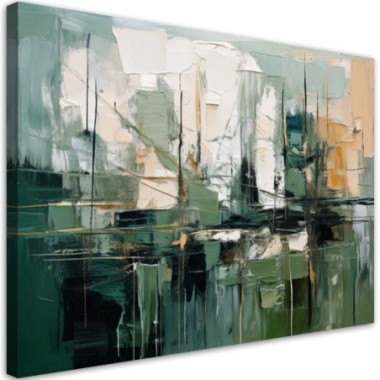 Quadro su tela, Verde beige grigio - 100x70
